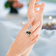 Handmade Glass Acrylic Ring Gilded Monochrome Elegance Infinity Band