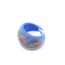 Handmade Glass Acrylic Ring Gilded Opulence in Azure Infinity Band