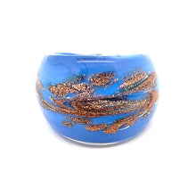 Handmade Glass Acrylic Ring Gilded Opulence in Azure Infinity Band