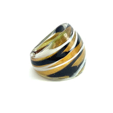 Handmade Glass Acrylic Ring Gilded Radiance Monochrome Infinity Band