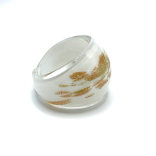 Handmade Glass Acrylic Ring Gilded Snow Delight Infinity Band