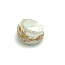Handmade Glass Acrylic Ring Gilded Snowfall Delight Infinity Band