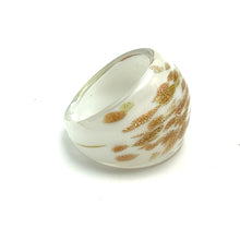 Handmade Glass Acrylic Ring Gilded Snowfall Delight Infinity Band
