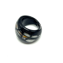 Handmade Glass Acrylic Ring Gilded Symphony Radiating Noir Infinity Band