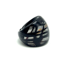 Handmade Glass Acrylic Ring Gilded Symphony Radiating Noir Infinity Band