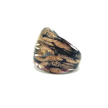 Handmade Glass Acrylic Ring Glimmering Midnight Infinity Band