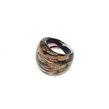 Handmade Glass Acrylic Ring Glimmering Midnight Infinity Band