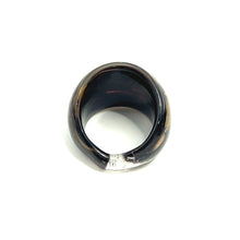 Handmade Glass Acrylic Ring Golden Accents Noir  Infinity Band