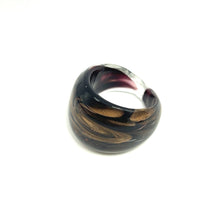 Handmade Glass Acrylic Ring Golden Accents Noir  Infinity Band