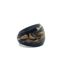 Handmade Glass Acrylic Ring Golden Accents Noir  Infinity Band