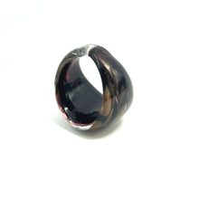Handmade Glass Acrylic Ring Golden Accents Noir  Infinity Band