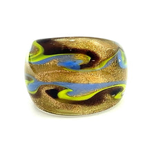 Handmade Glass Acrylic Ring Golden Arabesque's Chromatic Infinity Band