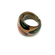 Handmade Glass Acrylic Ring Golden Autumn Citrus Foliage Infinity Band