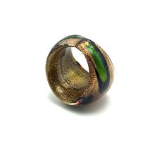 Handmade Glass Acrylic Ring Golden Autumn Citrus Foliage Infinity Band