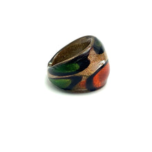 Handmade Glass Acrylic Ring Golden Autumn Citrus Foliage Infinity Band
