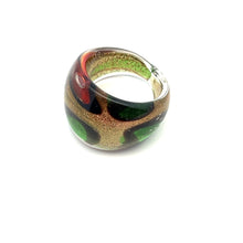 Handmade Glass Acrylic Ring Golden Autumn Foliage Citrus Infinity Band