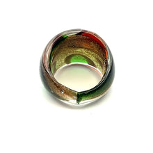 Handmade Glass Acrylic Ring Golden Autumn Foliage Citrus Infinity Band