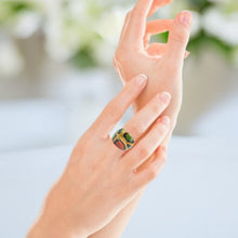 Handmade Glass Acrylic Ring Golden Autumnal Citrus Foliage Infinity Band