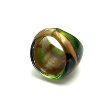 Handmade Glass Acrylic Ring Golden Blossom Meadow's Infinity Band