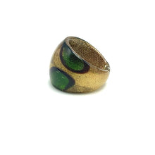 Handmade Glass Acrylic Ring Golden Blossom of Meadow Infinity Band