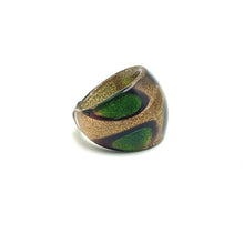 Handmade Glass Acrylic Ring Golden Blossom of Meadow Infinity Band