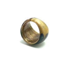 Handmade Glass Acrylic Ring Golden Blossom of Meadow Infinity Band