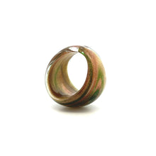 Handmade Glass Acrylic Ring Golden Celestial Verdant Infinity Band