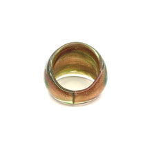 Handmade Glass Acrylic Ring Golden Celestial Verdant Infinity Band