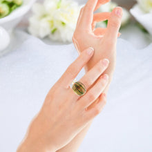 Handmade Glass Acrylic Ring Golden Celestial Verdant Infinity Band