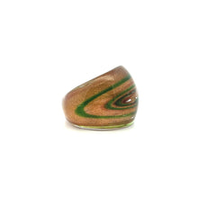 Handmade Glass Acrylic Ring Golden Celestial Verdant Infinity Band