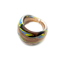 Handmade Glass Acrylic Ring Golden Chromatic's Arabesque Infinity Band