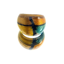 Handmade Glass Acrylic Ring Golden Elegance Aqua Fusion Infinity Band