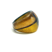 Handmade Glass Acrylic Ring Golden Elegance Aqua Fusion Infinity Band