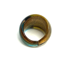 Handmade Glass Acrylic Ring Golden Elegance Aqua Fusion Infinity Band