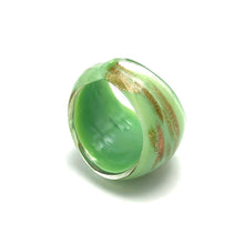 Handmade Glass Acrylic Ring Golden Elegance Mint Sparkled Infinity Band