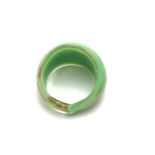 Handmade Glass Acrylic Ring Golden Elegance Mint Sparkled Infinity Band