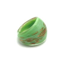 Handmade Glass Acrylic Ring Golden Elegance Mint Sparkled Infinity Band