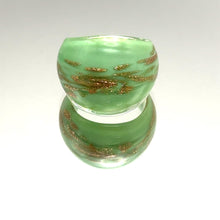Handmade Glass Acrylic Ring Golden Elegance Mint Sparkled Infinity Band
