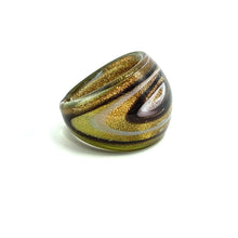 Handmade Glass Acrylic Ring Golden Galaxy Monochrome Infinity Band