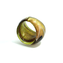 Handmade Glass Acrylic Ring Golden Galaxy Monochrome Infinity Band