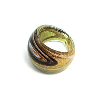 Handmade Glass Acrylic Ring Golden Galaxy Monochrome Infinity Band