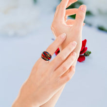 Handmade Glass Acrylic Ring Golden Harmony Chromatic  Infinity Band