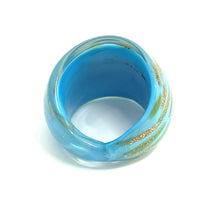 Handmade Glass Acrylic Ring Golden Horizon Azure Infinity Band