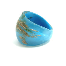 Handmade Glass Acrylic Ring Golden Horizon Azure Infinity Band
