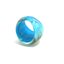 Handmade Glass Acrylic Ring Golden Horizon Azure Infinity Band