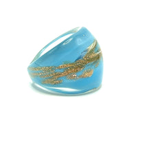 Handmade Glass Acrylic Ring Golden Horizon's Azure Infinity Band