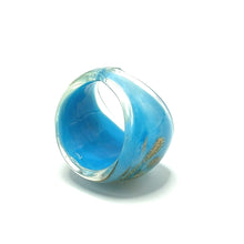 Handmade Glass Acrylic Ring Golden Horizon's Azure Infinity Band
