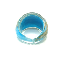 Handmade Glass Acrylic Ring Golden Horizon's Azure Infinity Band