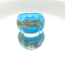 Handmade Glass Acrylic Ring Golden Horizon's Azure Infinity Band