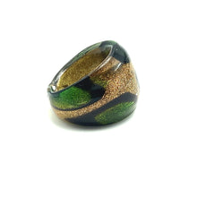 Handmade Glass Acrylic Ring Golden Meadow's Blossom Infinity Band